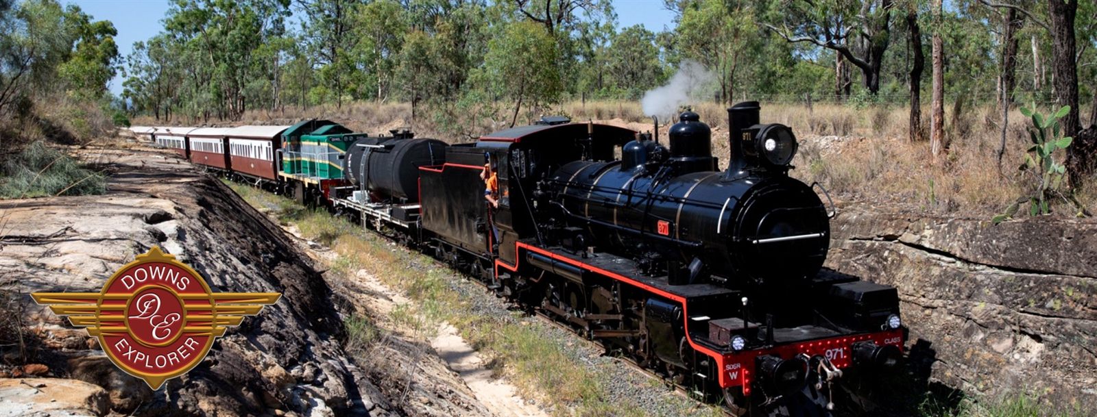 A heritage steam train on the Southern Downs line